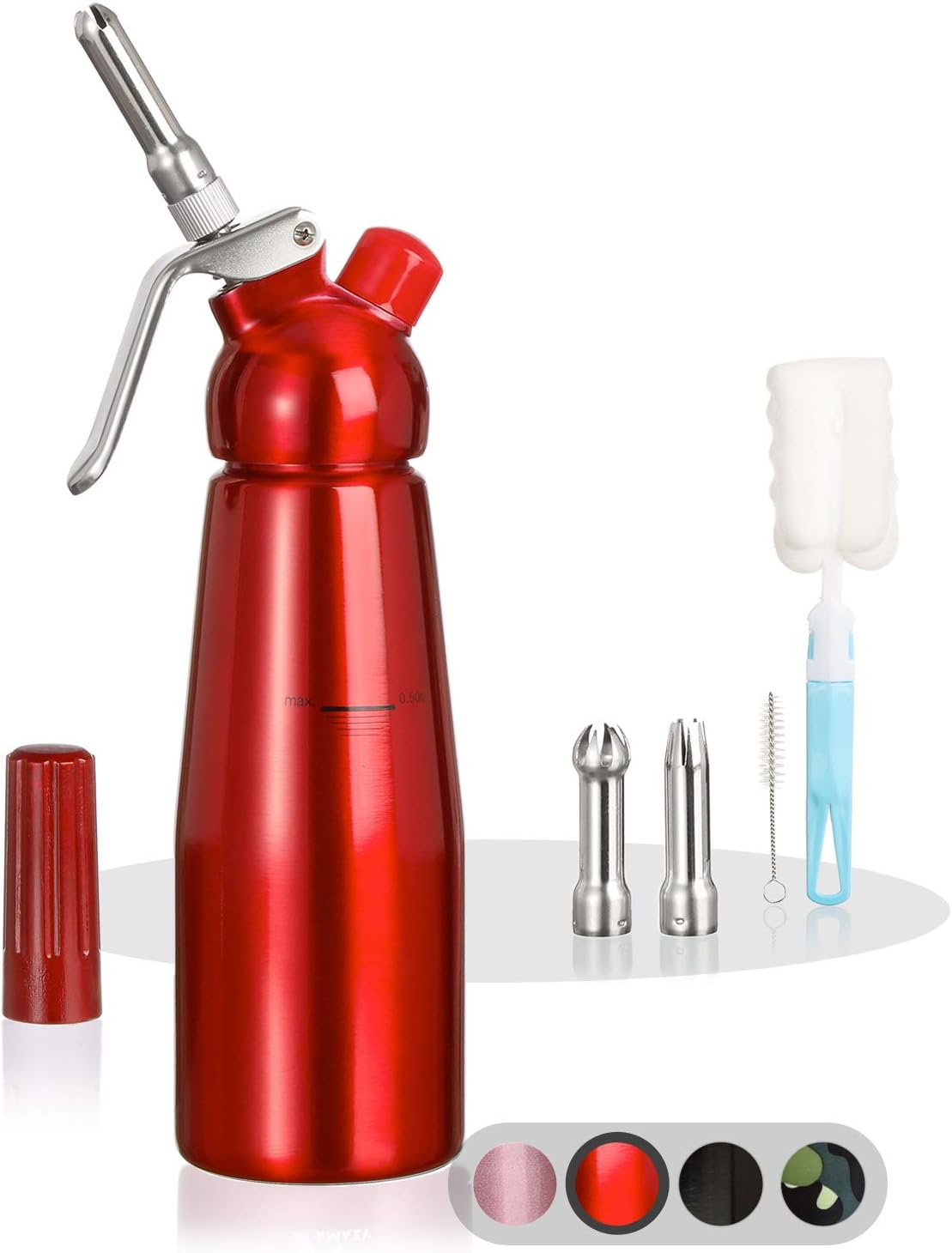 Amazy Sahnespender Edelstahl 500ml (rot)